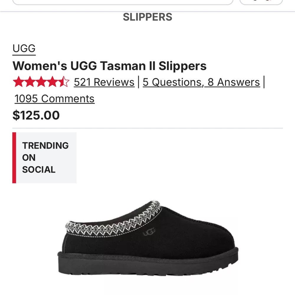 Women’s Ugg Tasman II slippers sz 6 black - Picture 7 of 8
